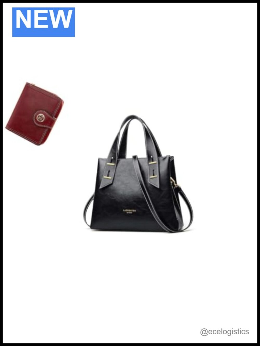 Genuine Leather Crossbody Handbag with Small Bifold Wallet